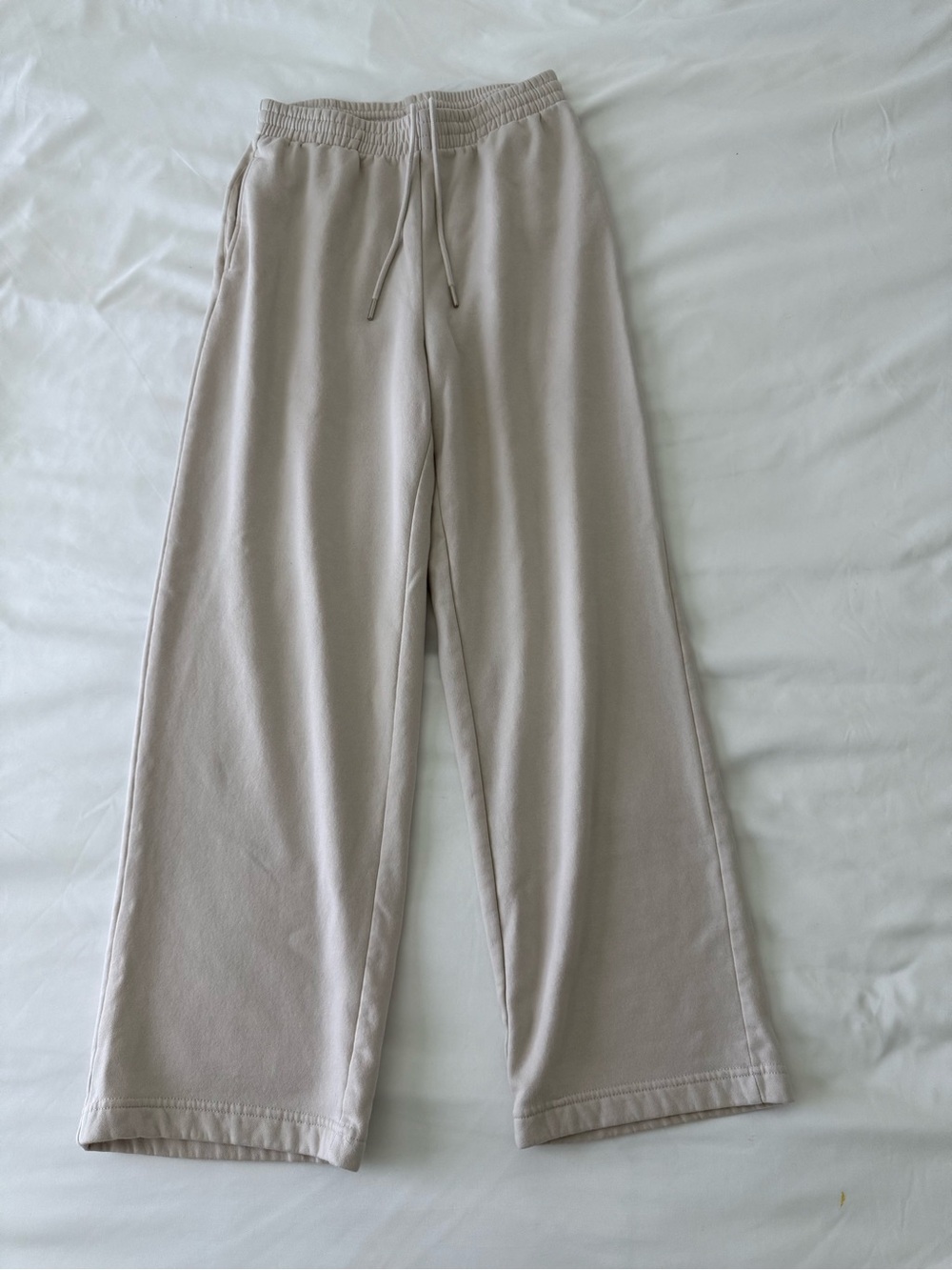 H&M Beige Wide Leg Drawstring Sweatpants